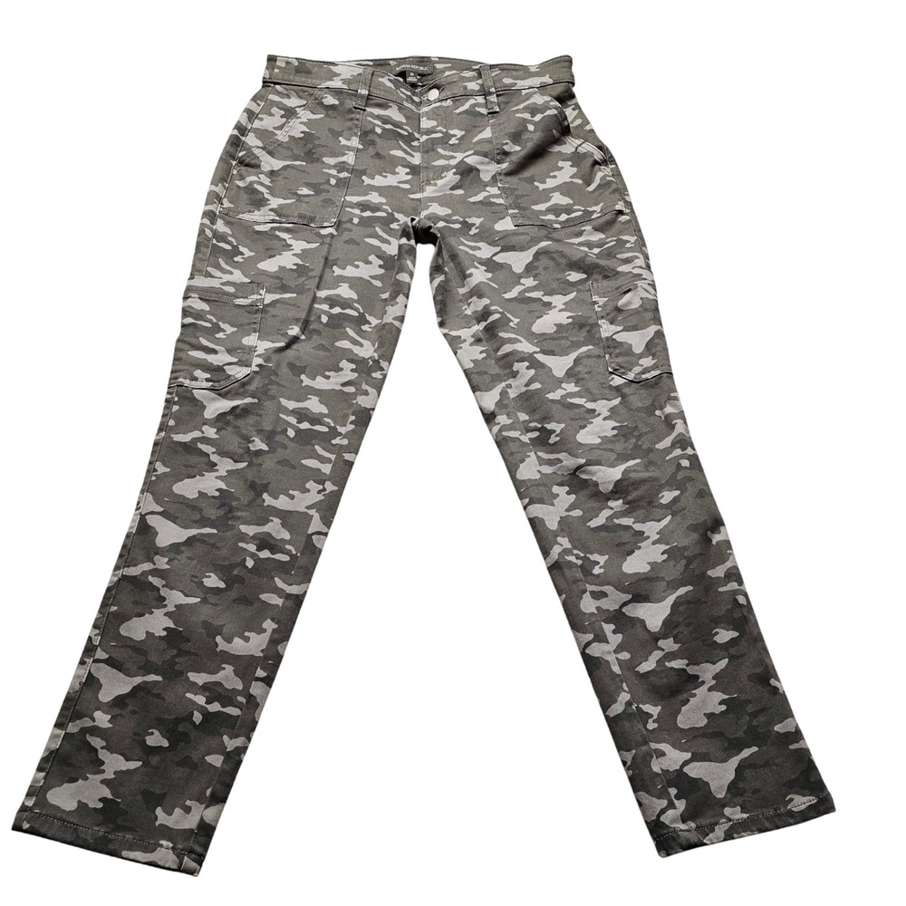 Banana Republic Camo Utility Cargo Pants Womens 10 Grey Straight Leg 5026